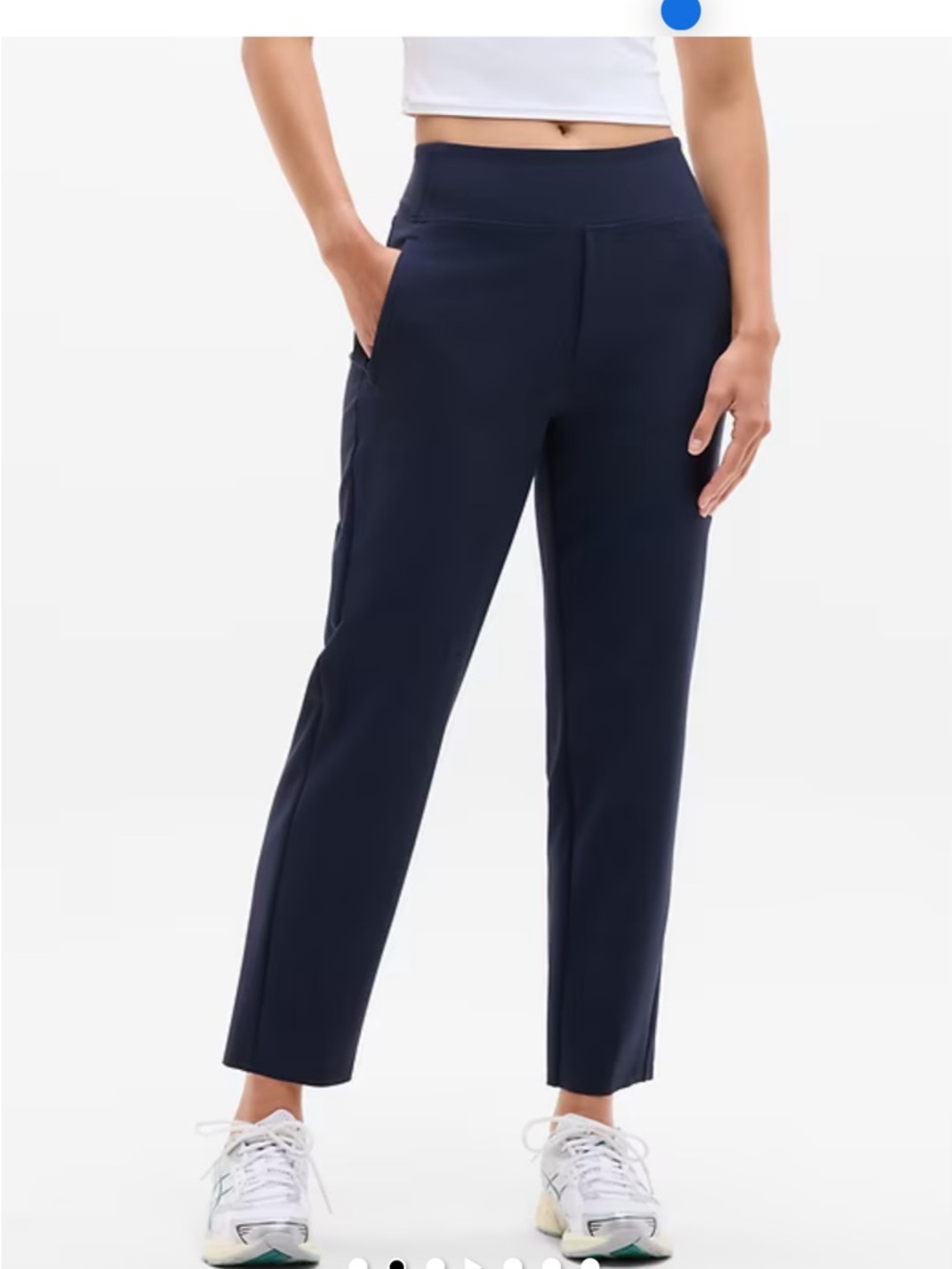 Women's Navy Stretch Ankle Pants - Classic Tailored Fit - Picture 2 of 9